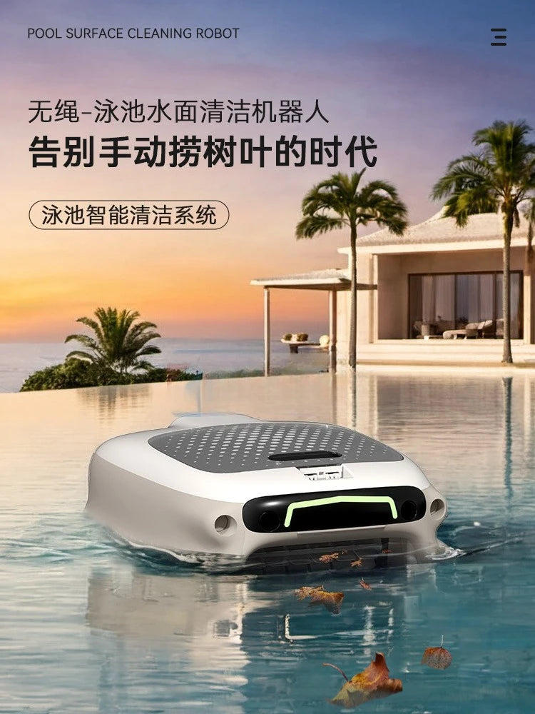 Wireless Automatic Surface Skimmer Pool Cleaning Robot – Floating Debris Collector with Leaf Collection for Swimming Pools
