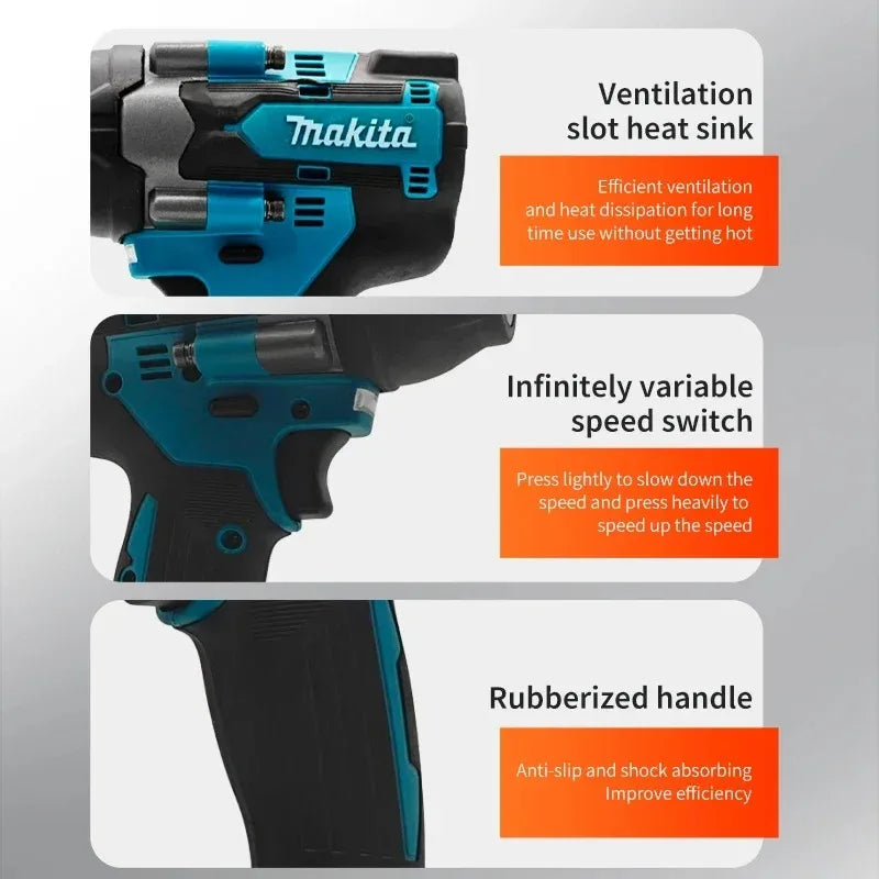 New Makita DTW700 1000N.M Torque Brushless Electric Impact Wrench Cordless Electric Drill 1/2"Wrench Power Tools For 18V Battery