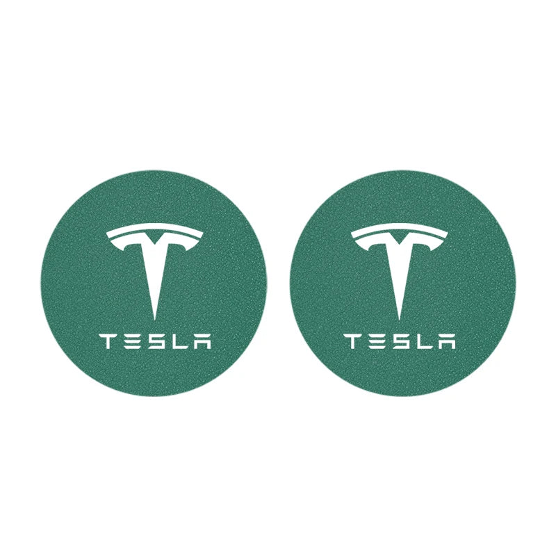 2Pcs Car Coaster Suede Mat Water Cup Anti-slip Pad Auto Interior For Tesla Model 3 Highland 2023 Model S Model X Model Y