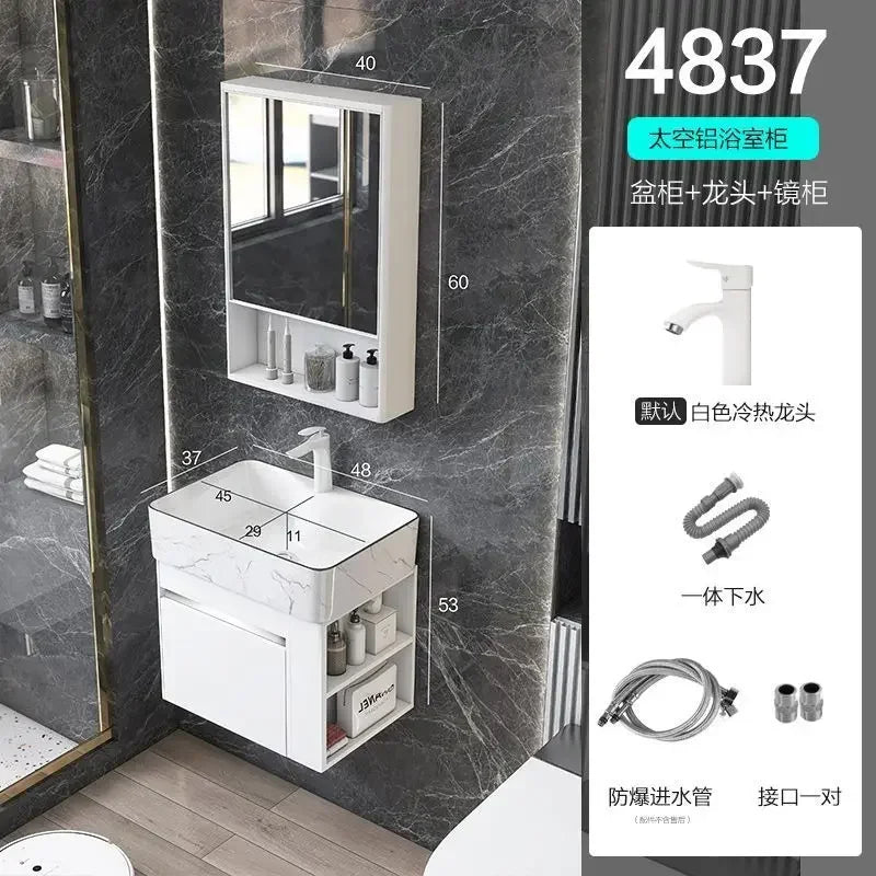 Compact Mini Bathroom Cabinet Minimalist Storage Ceramic Integrated Bathroom Vanity Cabinet Modern Archivadores Trendy Furniture