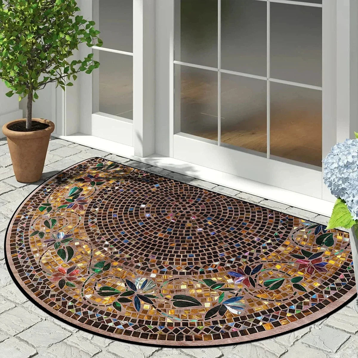 Entrance Carpet Home Door Entry Mat Outdoor Garden Decorative Carpets Luxury Welcome DoorMats Semi-circular Rug Tapete De Entra