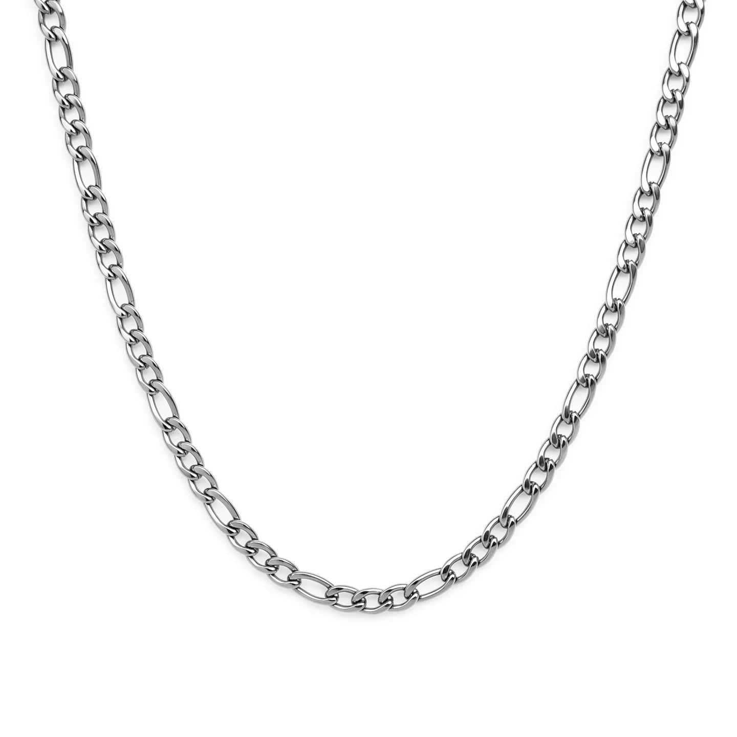 316L Stainless Steel Figaro Chain 58cm, Non-Tarnish NK 3:1 Link Necklace, Waterproof Minimalist Hip Hop Jewelry Gold Steel