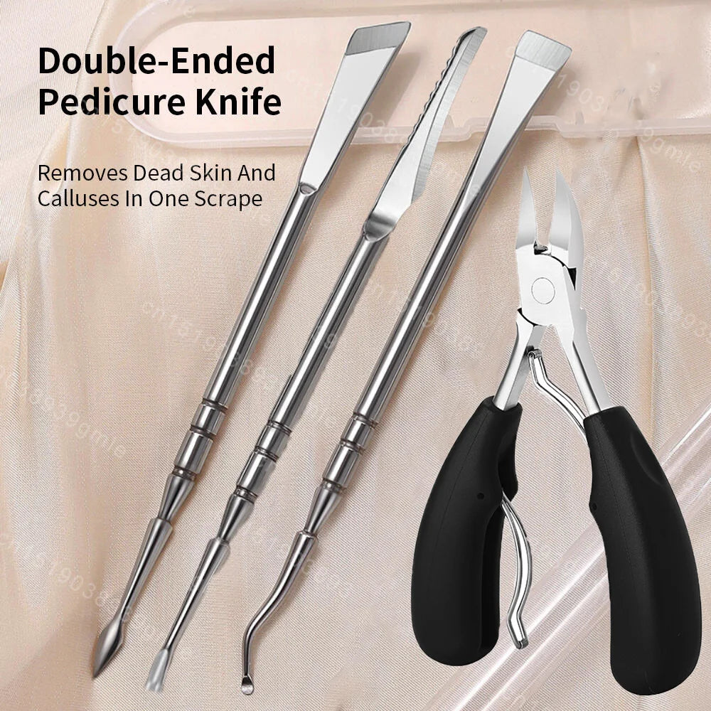 1/3/4pcs Professional Stainless Steel Double-Ended Foot Scraper Toe Nail Care Hook Ingrown Double-Ended Foot Scraper