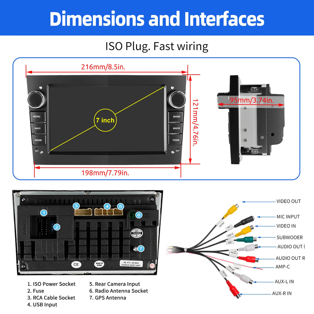 ESSGOO Car Radio CarPlay Android 15 For Opel Astra Vectra Vauxhall Antara Zafira Corsa C D Vivaro Meriva Auto ﻿