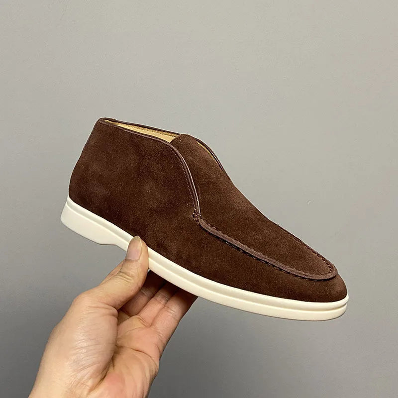 Large Size 44-47 High Top Loafers Shoes for Women, One Foot Retro Flat and Ankle Boots, Couple's Casual Shoes