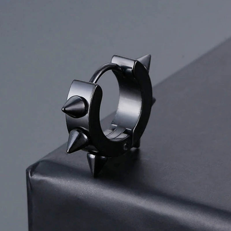 11 Pairs Punk Stainless Steel Stud Earrings Black Earrings Set For Men Women Vintage Hip Hop Piercing Ear Jewelry Accessories