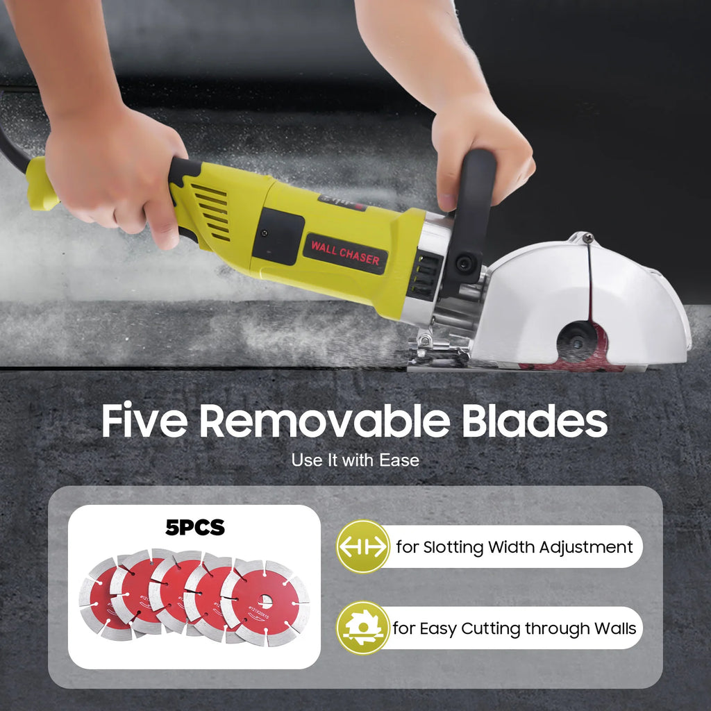 4000W Electric Wall Slotting Machine Circular Saw Concrete Cutter Brick Slot Cutter Groove Cutting Wall Chaser 4.76 IN 220V