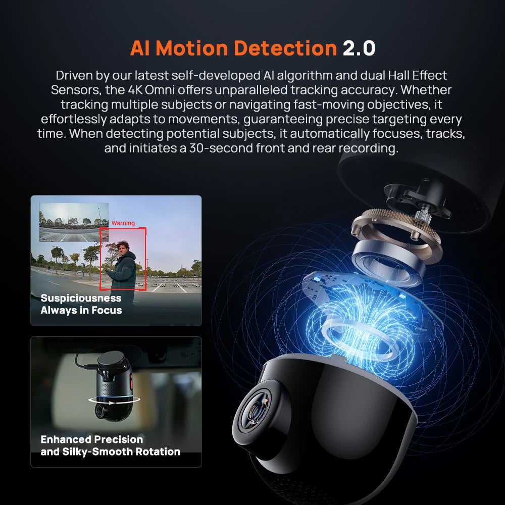 70mai 4K Omni X800 2160P HDR 60fps F1.7 Supported Dual-channel Built-in GPS ADAS Supercapacitor 4G LTE 24H Parking Surveillance