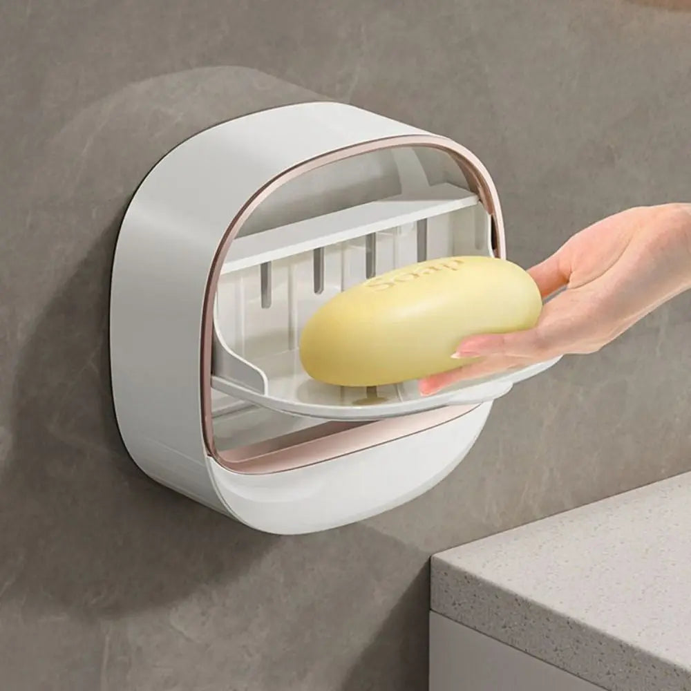 Porte-savon mural avec boîte de drainage étanche sans perforation pour salle de bain boîte de rangement pour savon accessoires de salle de bain