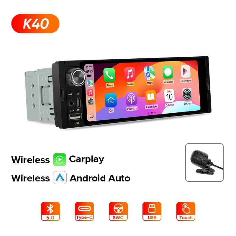 AINAVI K40 K50 Universal Car Radio 1 Din Carplay Wireless Android Auto Car Multimedia MP5 HD IPS Touch Screen USB TYPE-C BT 5.0