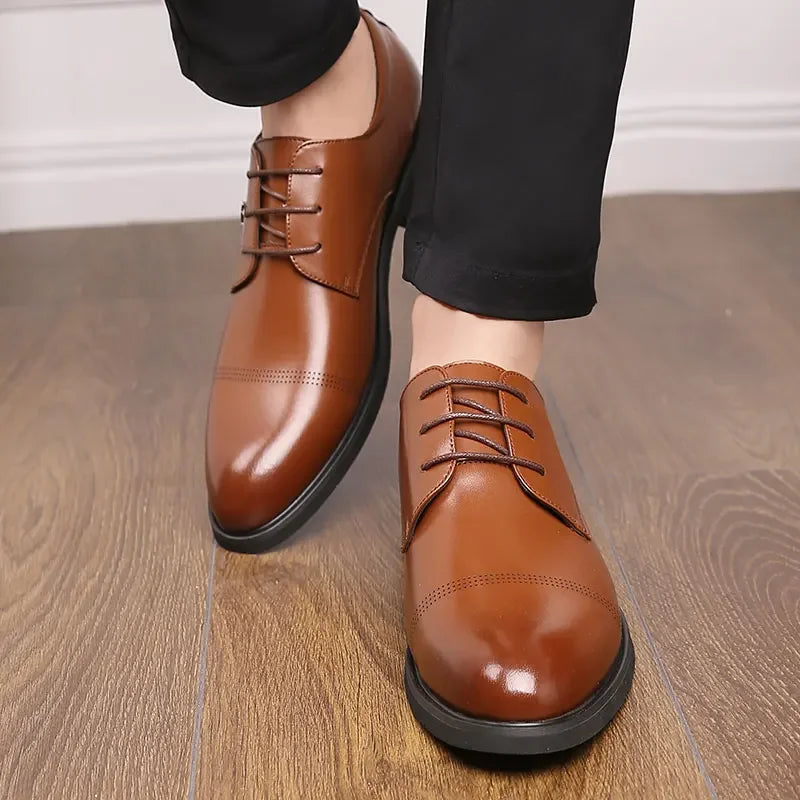 2025 Formal Height Increasing Shoes Man Taller Elevator 6CM Invisible Insole For Men Heighten Increased Oxfords Business Lift