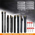8Sets of 8MM 10MM 12MM 16MM CNC Lathe Turning Tool Holder Boring Bar with Applicable Inserts Wrenches Set for Turning Threading