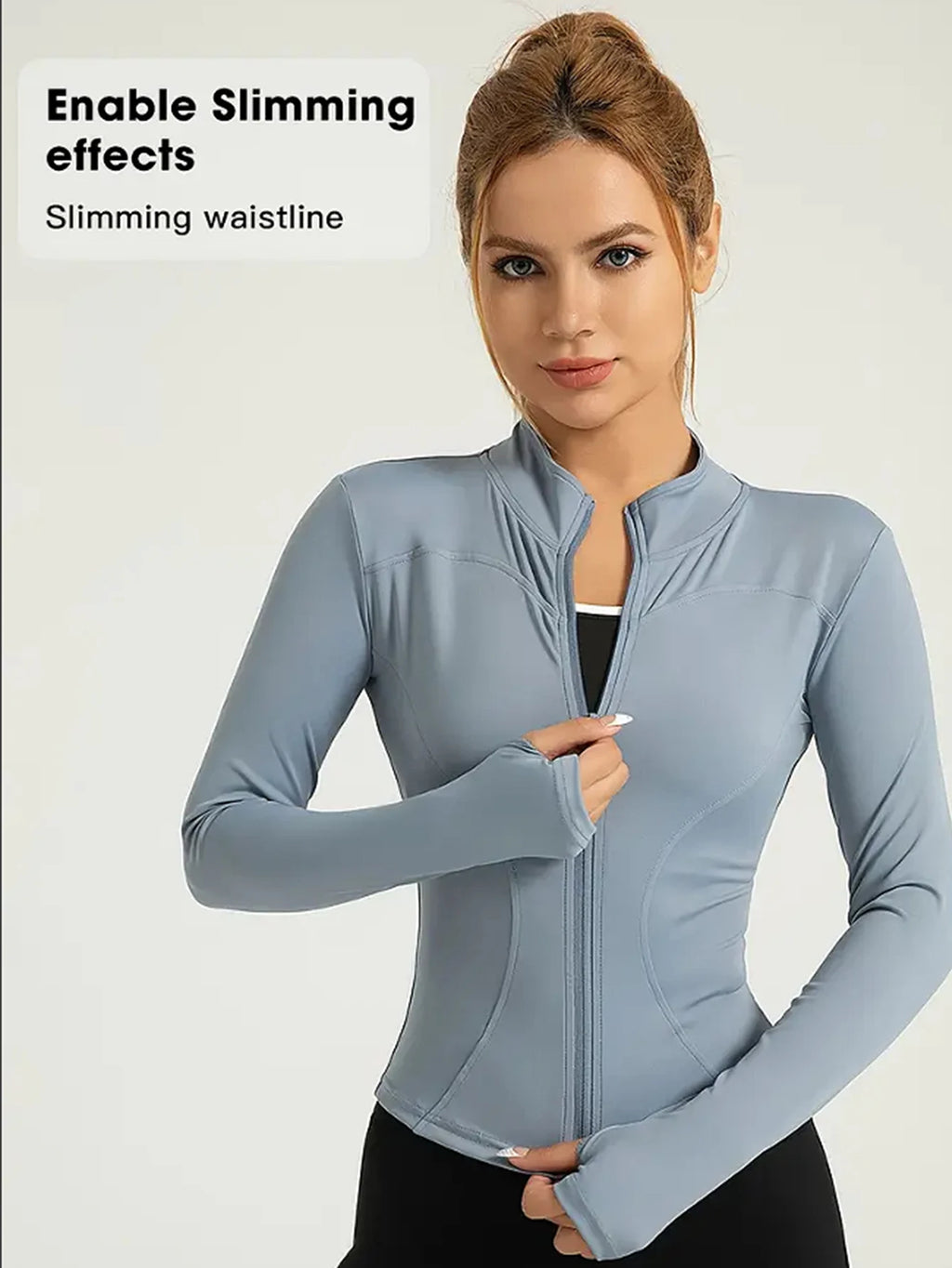 Fitness wear long-sleeved female Internet celebrity slimming stand-up collar sports jacket training clothes slimming running