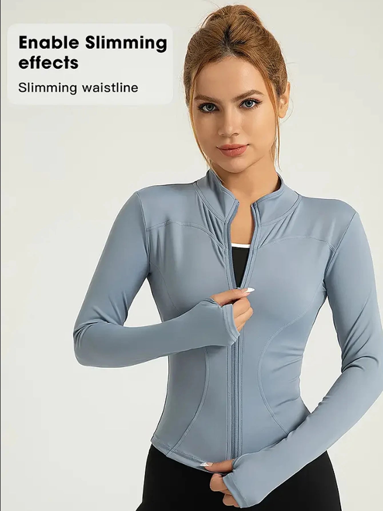 Fitness wear long-sleeved female Internet celebrity slimming stand-up collar sports jacket training clothes slimming running