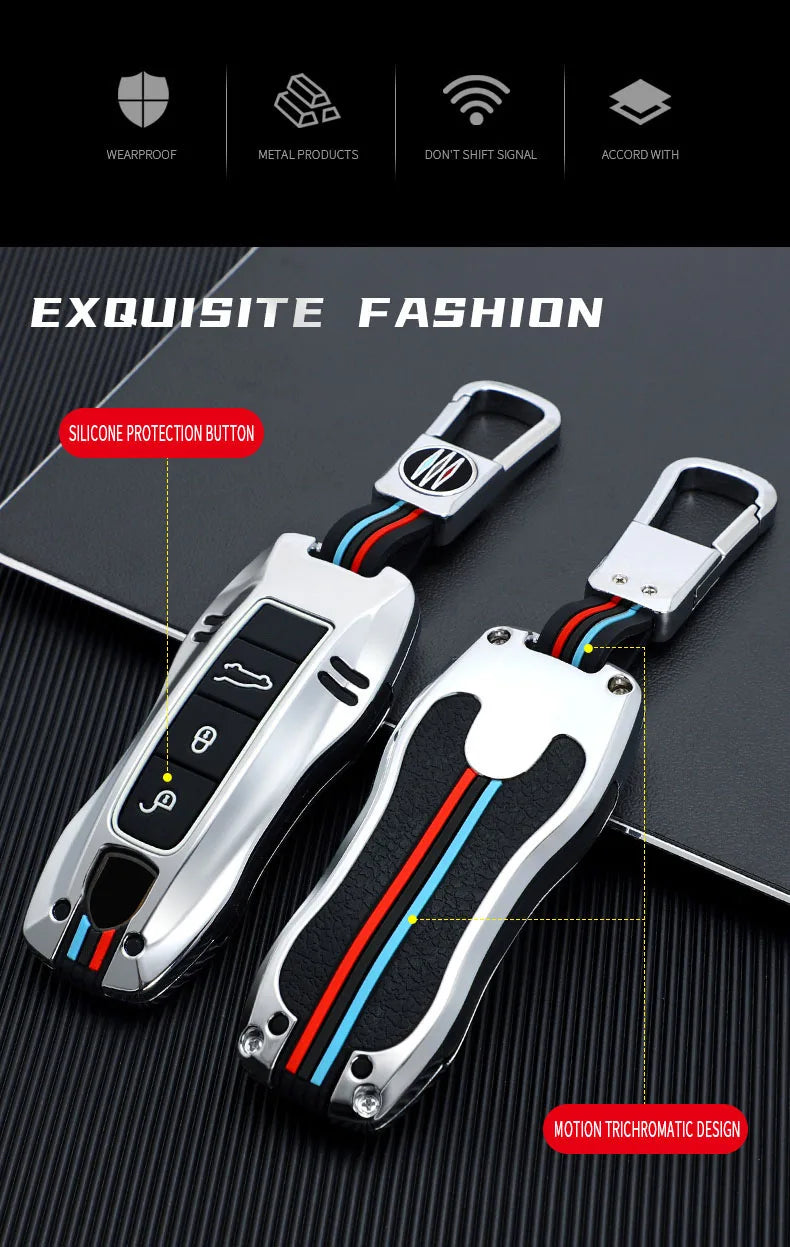 Zinc Alloy Car Smart Key Case Cover Shell Fob for Porsche New Cayenne Panamera 911 992 Taycan Car Protect Interior Accessories