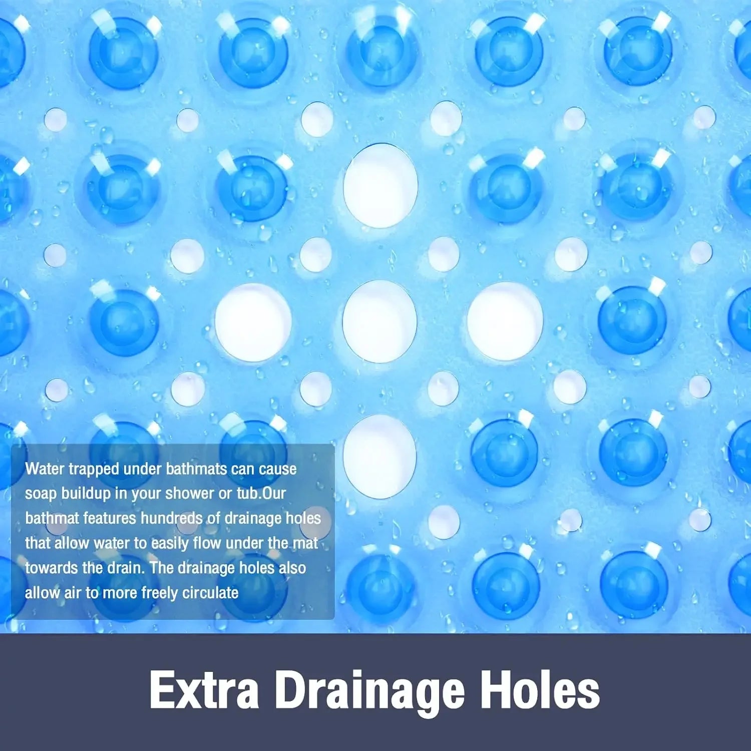 Tapis de douche antidérapant 53x53cm pour l'intérieur de la cabine de douche, tapis de sol de salle de bain doux pour baignoires avec grandes ventouses