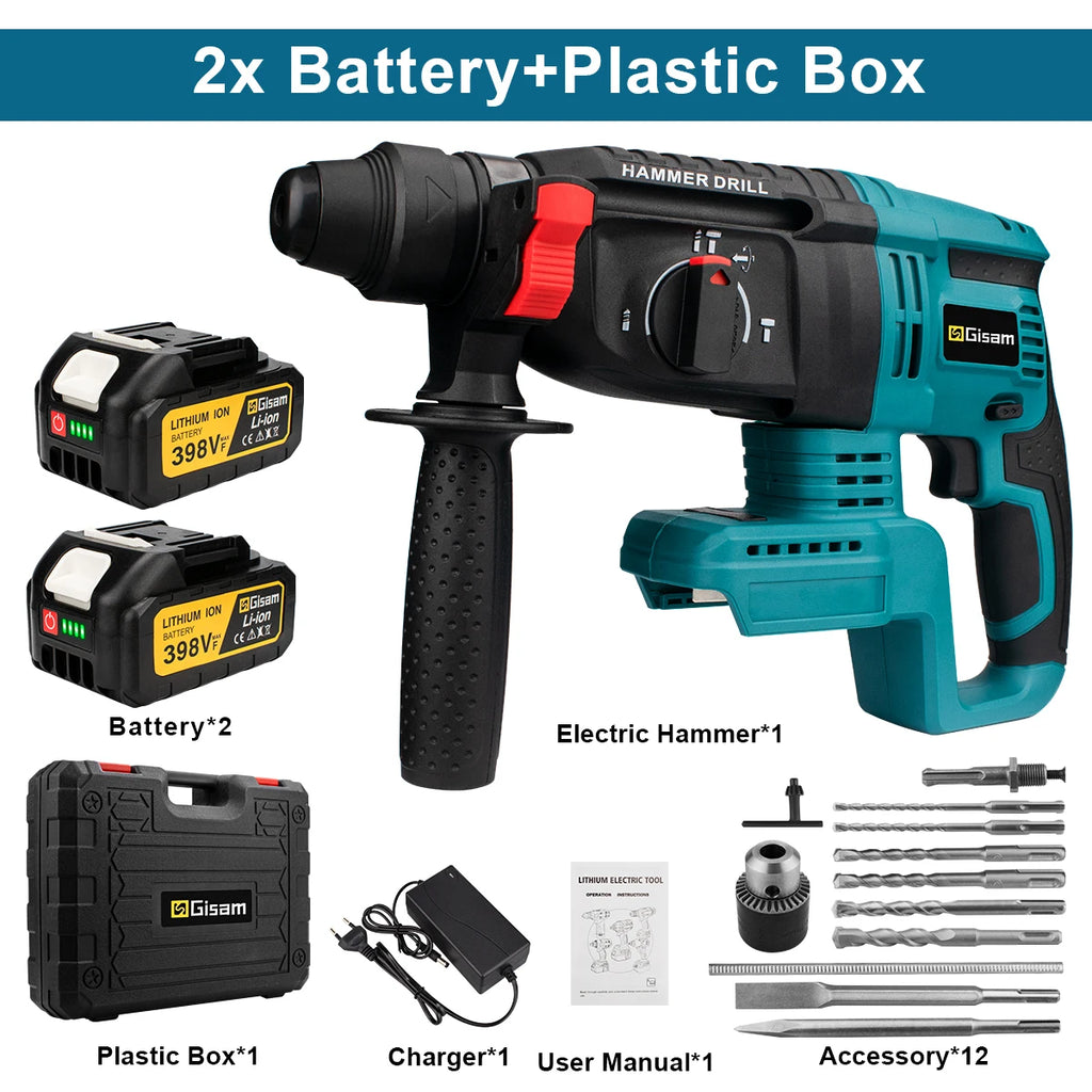 26mm Brushless Electric Hammer Drill Multifunctional Rotary Hammer Cordless Impact Hammer Power Tools For Makita 18V Battery Pin