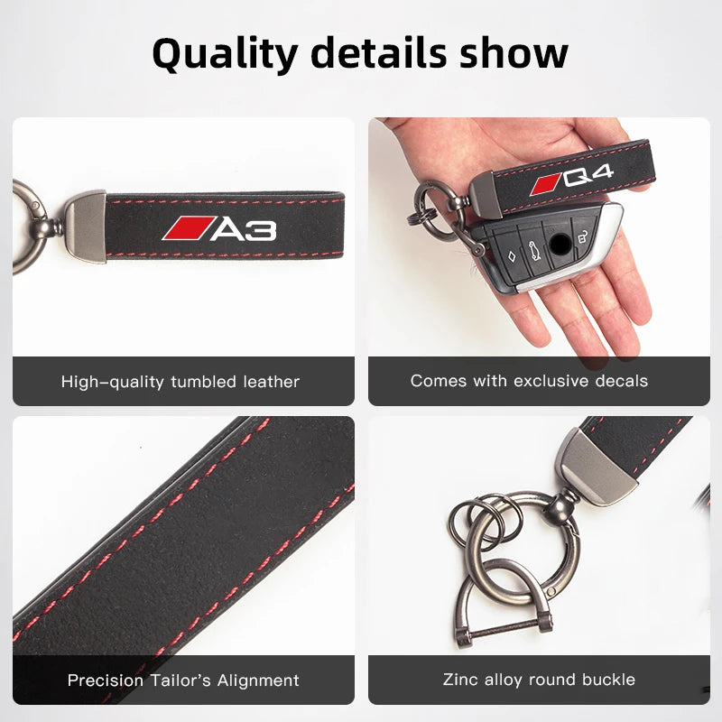 2026 Suede Key Ring Sport Car Keychain Custom Gift With Emblem For Audi Sline A3 A4 A5 A6 A7 A1 A2 A8 Q1 Q2 Q3 Q4 Q5 Q6 Q7 Q8 TT