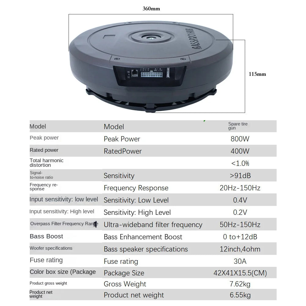 12 Inch Subwoofer Car Audio 10 Car Audio Subwoofer Car Sound System Speakers Spare Tire Subwoofer Box