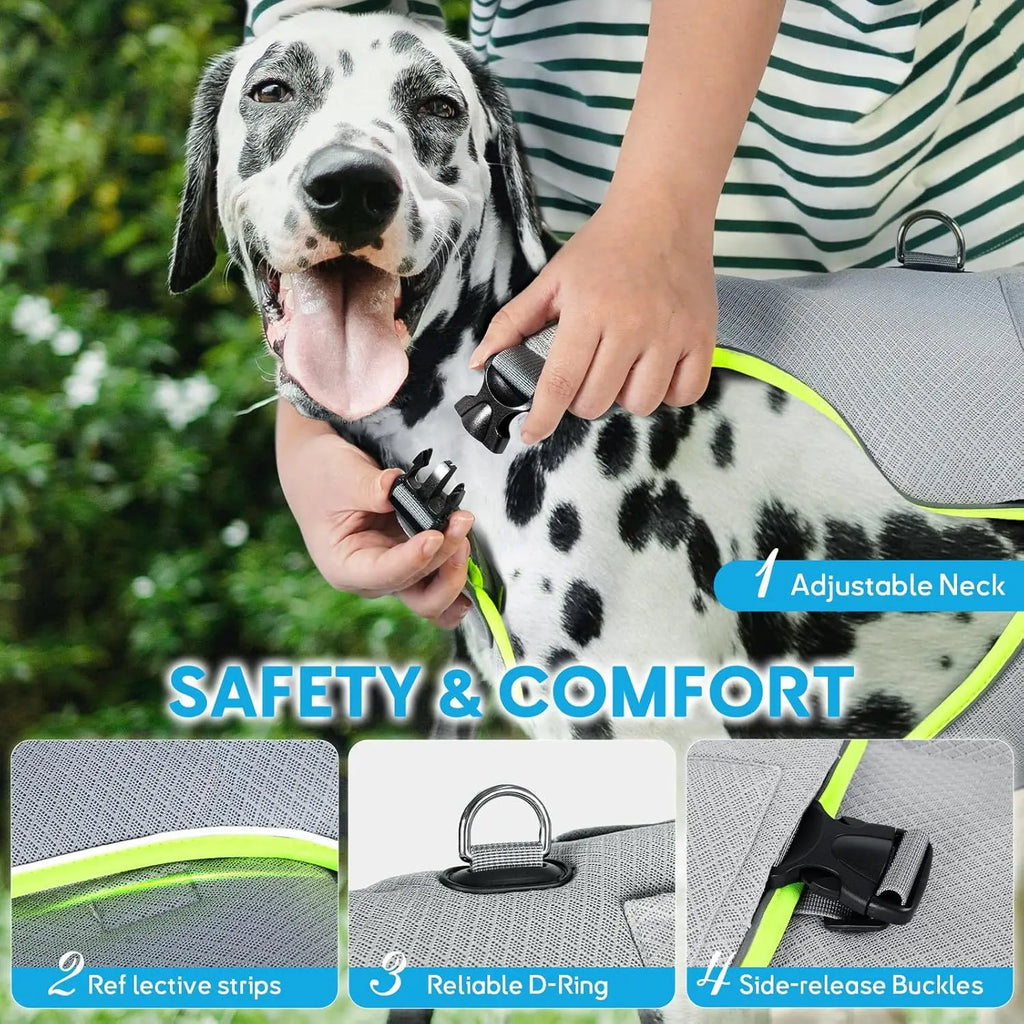 Dog Cooling Vest with Ice Pack Breathable Mesh Sun Protection Adjustable Summer Cool Jacket for Small Medium Large Dogs Puppy