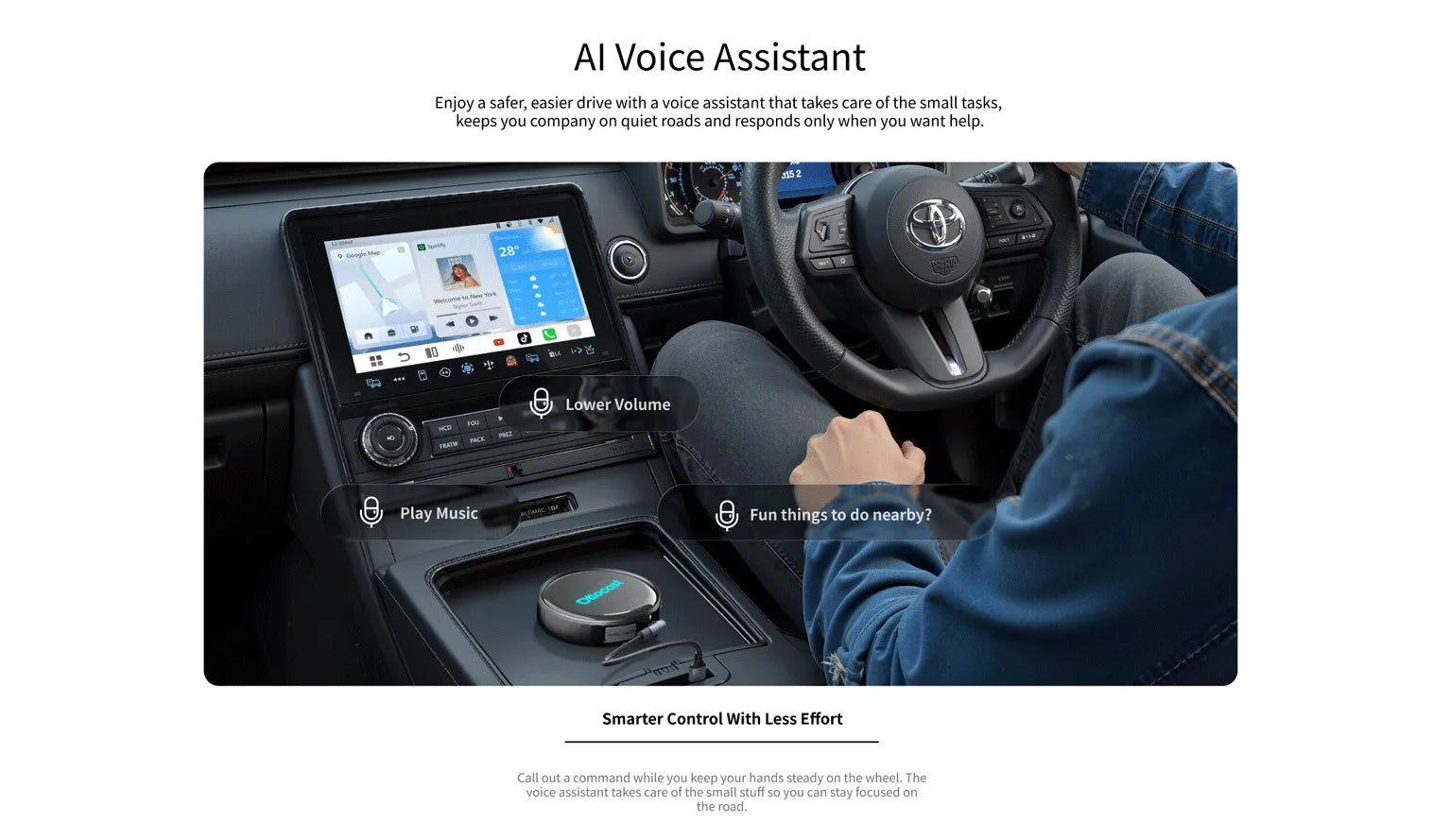 OTTOCAST P3 Pro Ai Box Wireless Carplay Android Auto Aadapter Ai Voice QCM 6225 Video Box for Benz Audi Kia Hyundai VW Toyota