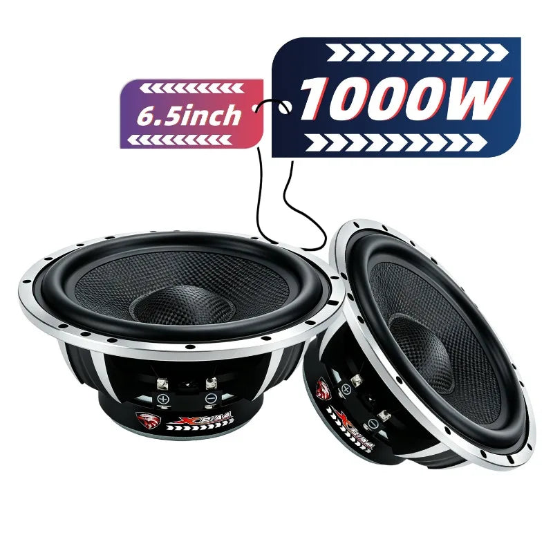XPIAA 2 haut-parleurs de 6,5 pouces en fibre de carbone pour basses médiums, 4 Ohm 1000W, caisson de basses pour voiture, haute puissance HIFI, haut-parleur audio Woofer