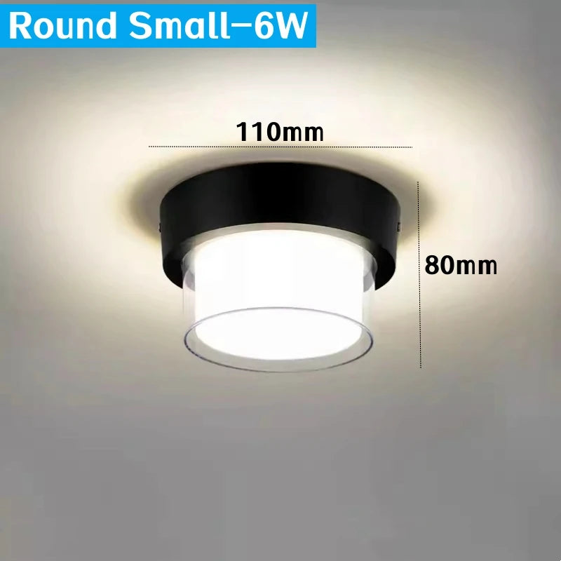 Square Outdoor LED Ceiling Lamp Surface Mounted Waterproof Sconces Bathroom Porch Garden Exterior Wall Lighting Fixture 110/220V