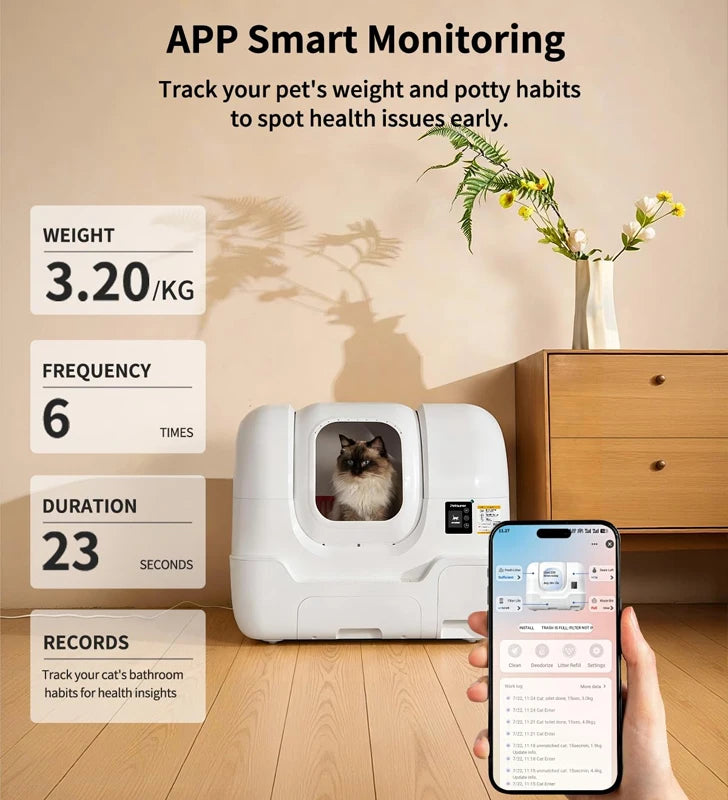 Smart clean cat litter box with automatic feeding, packaging, sealing and automatic bag changing functions