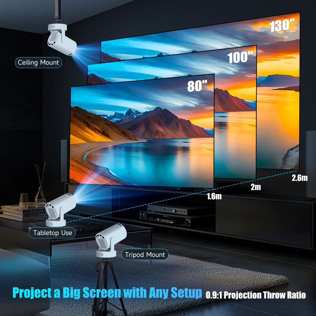 Magcubic HY300 Pro + Projecteur 8K 720P avec haut-parleur 5W Android 14 8000 Lumens WiFi 6 BT5.4 Projecteur de cinéma maison/extérieur