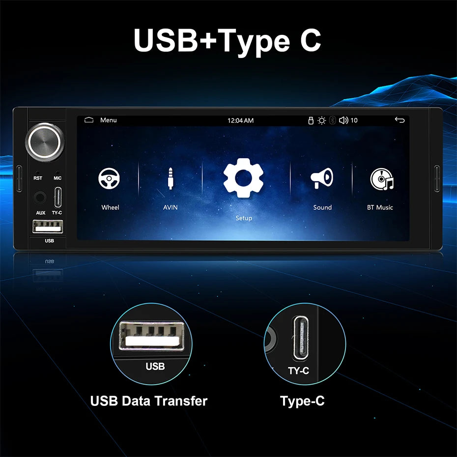 AINAVI Wireless Carplay Android Auto Universal Car Radio 1 Din HD IPS Touch Screen Car Multimedia Rear Camera MIC USB Type C 1280*720 Full In-Cell 1DIN Car Stereo BT 5.0