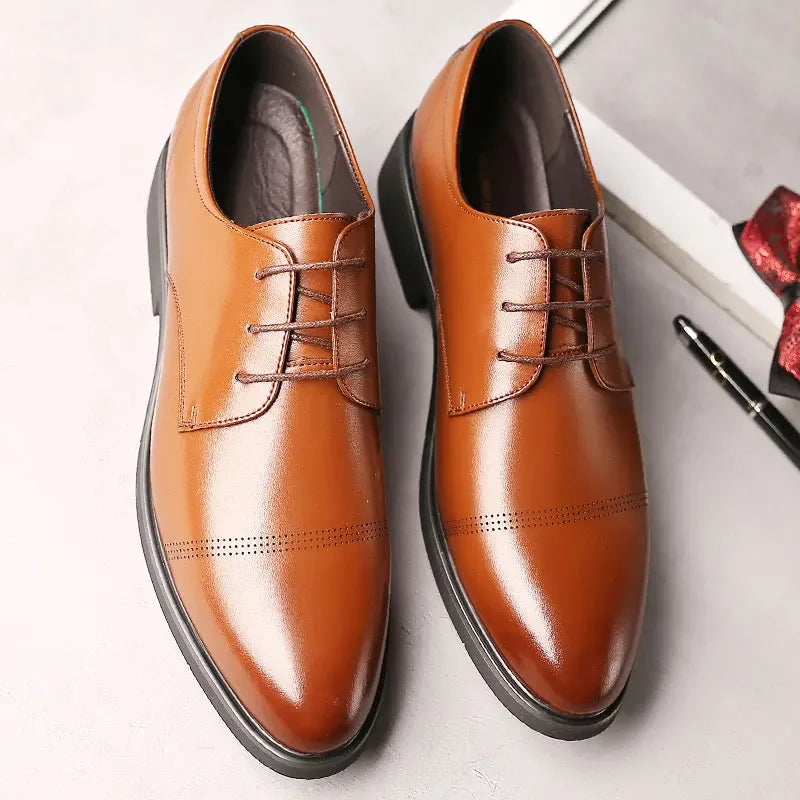2025 Formal Height Increasing Shoes Man Taller Elevator 6CM Invisible Insole For Men Heighten Increased Oxfords Business Lift