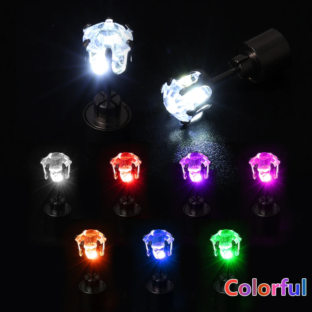 1/2Pcs LED Light Up Ear Stud Earrings Colorful Flashing Zircon Earring Stainless Steel Party Night Bling Ear Ring Studs Jewelry