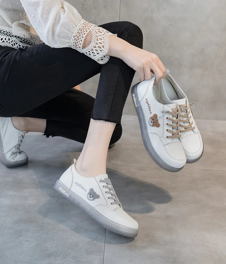 GKTINOO Women Sneakers Big Size 2026 Spring New Genuine Leather Loafers Women Casual Lace-up Women's Nurse Shoes