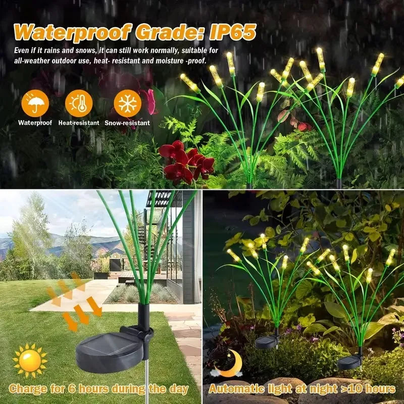 Outdoor Solar Firefly Reed Lights 6LED Swing Lamp Waterproof Pathway Lawn Street Garden Decoration Landscape Lighting