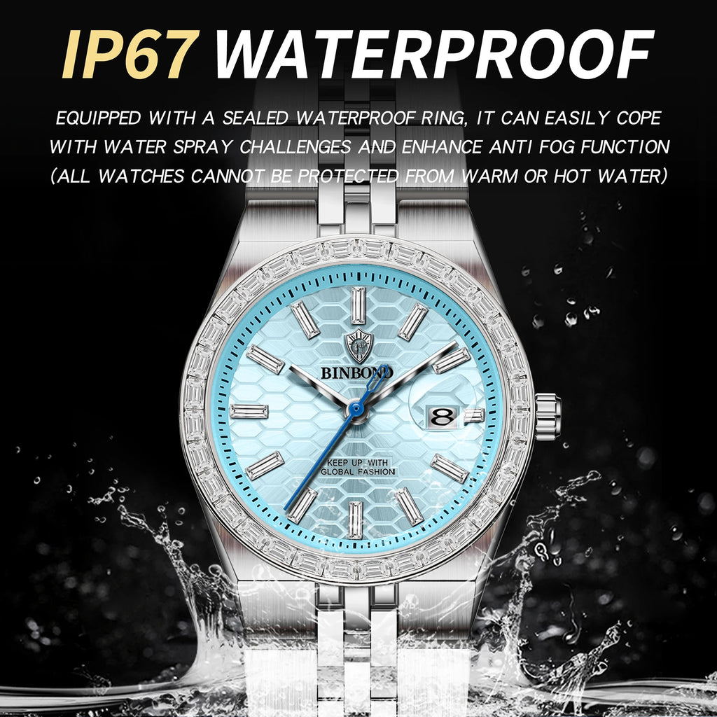 BINBOND Ladies Casual Accurate Quartz Wristwatches For Women Luxury Waterproof Sturdy Auto Date Women's Watches Fashion Reloj