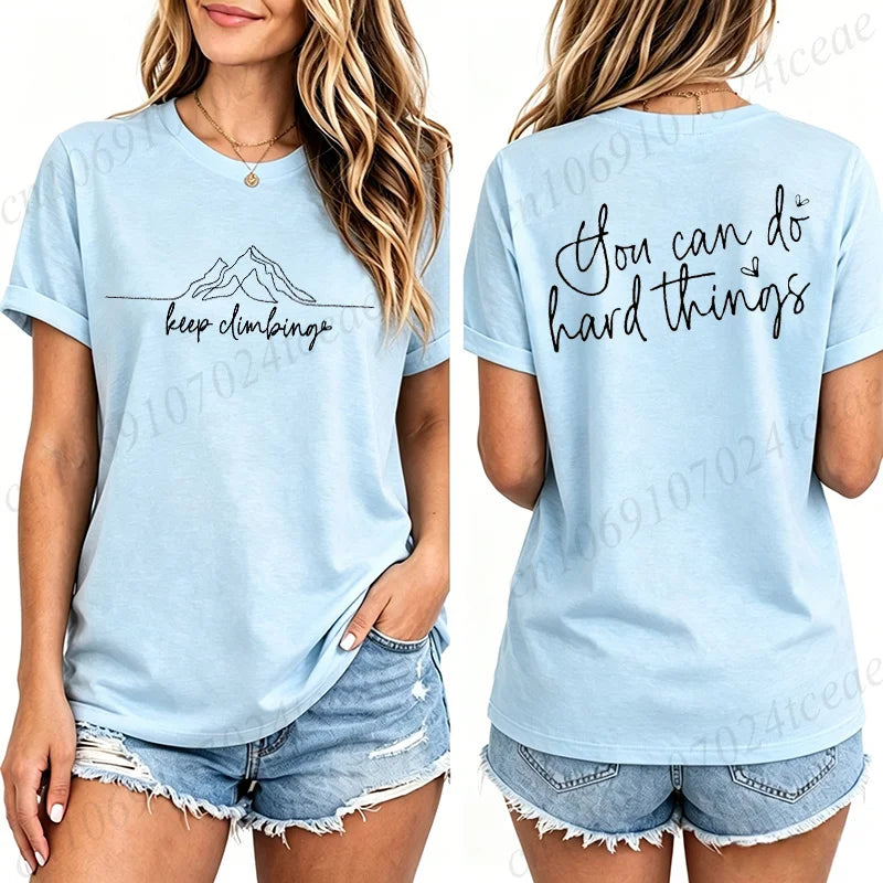 T-shirts décontractés pour femmes Imprimés Keep Climbing Hauts T-shirts Vintage à manches courtes T-shirt Keep Climbing Vêtements T-shirts pour femmes et hommes