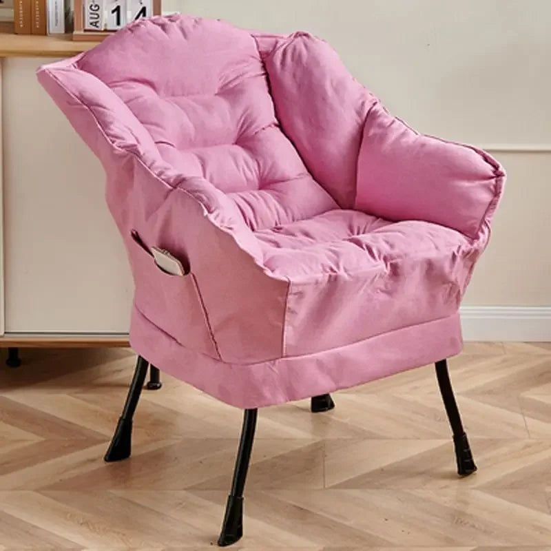 Costway Fauteuil paresseux moderne en tissu polyester, fauteuil simple avec poche latérale, beige