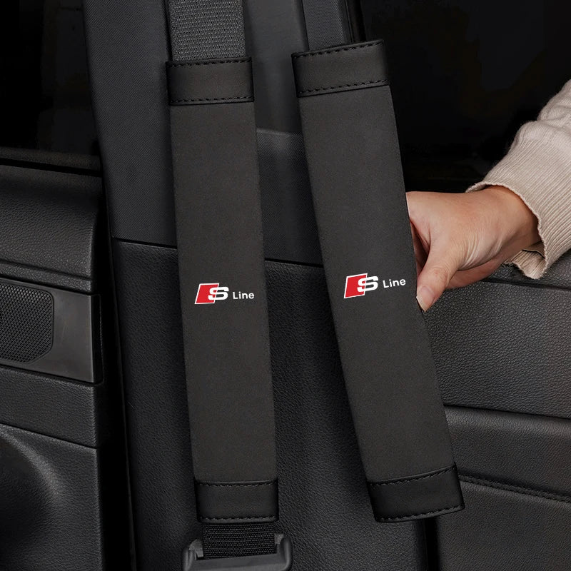 1Pcs Car Seat Belt Cover Shoulder Mat Suede Cushion For Audi Sline A3 A4 A5 A6 A7 A1 A2 A8 Q1 Q2 Q3 Q4 Q5 Q6 Q7 Q8 TT RS3 S5 B8