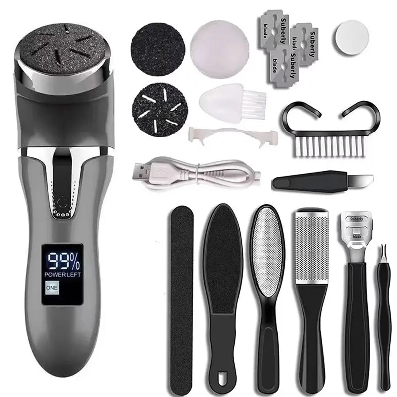 Electric Foot Pedicure Device With Dust Collector And Lcd Display, Usb Charging For Foot Callus Removing And Exfoliating