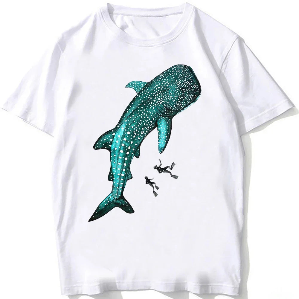 Whale Shark Anatomy Biology T-shirt Unisex Women Hip Hop Casual T Shirts Women Beach Diving White Tshirt Vintage women Tees