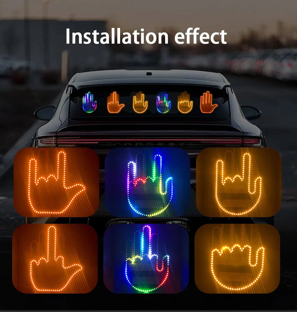 Car Finger Light With Remote Control Cool Funny Remote Control Led Lighting Road Rage Middle Finger Gesture Palm Light Accessory