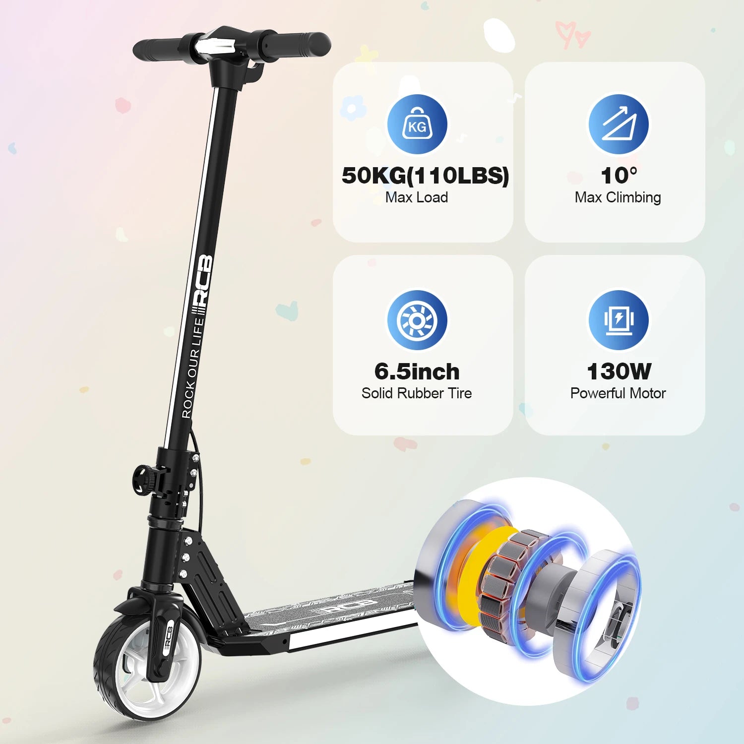 RCB R12 6-12 year old child electric scooting Lights RGB Non-zero start Double brake LCD screen 3-speed foldable