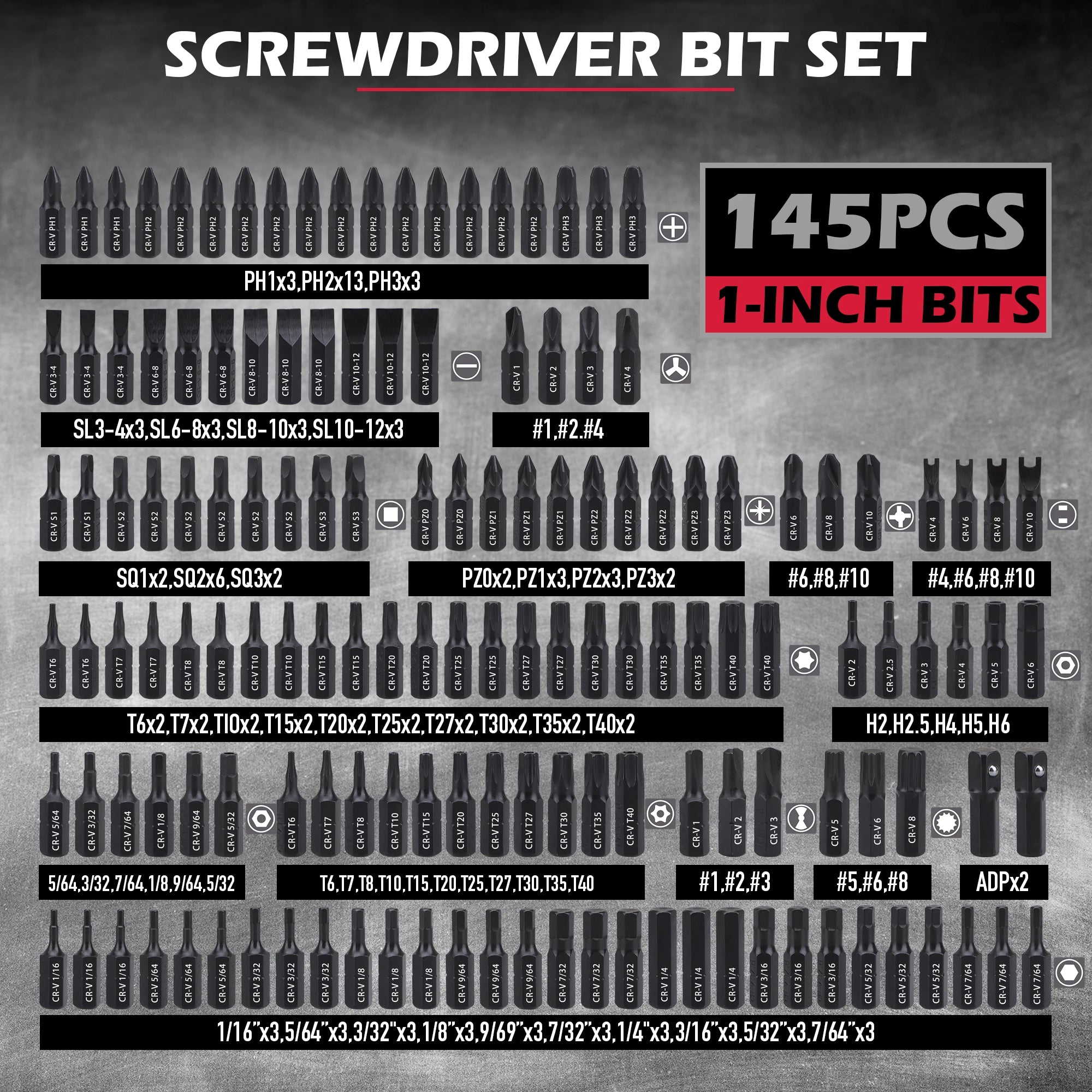 SEDY 232-Piece Ultimate Screwdriver Bit Set, Cr-V Impact Driver Bit Set Includes Security Bits,Nut Driver, Ratchet Wrench
