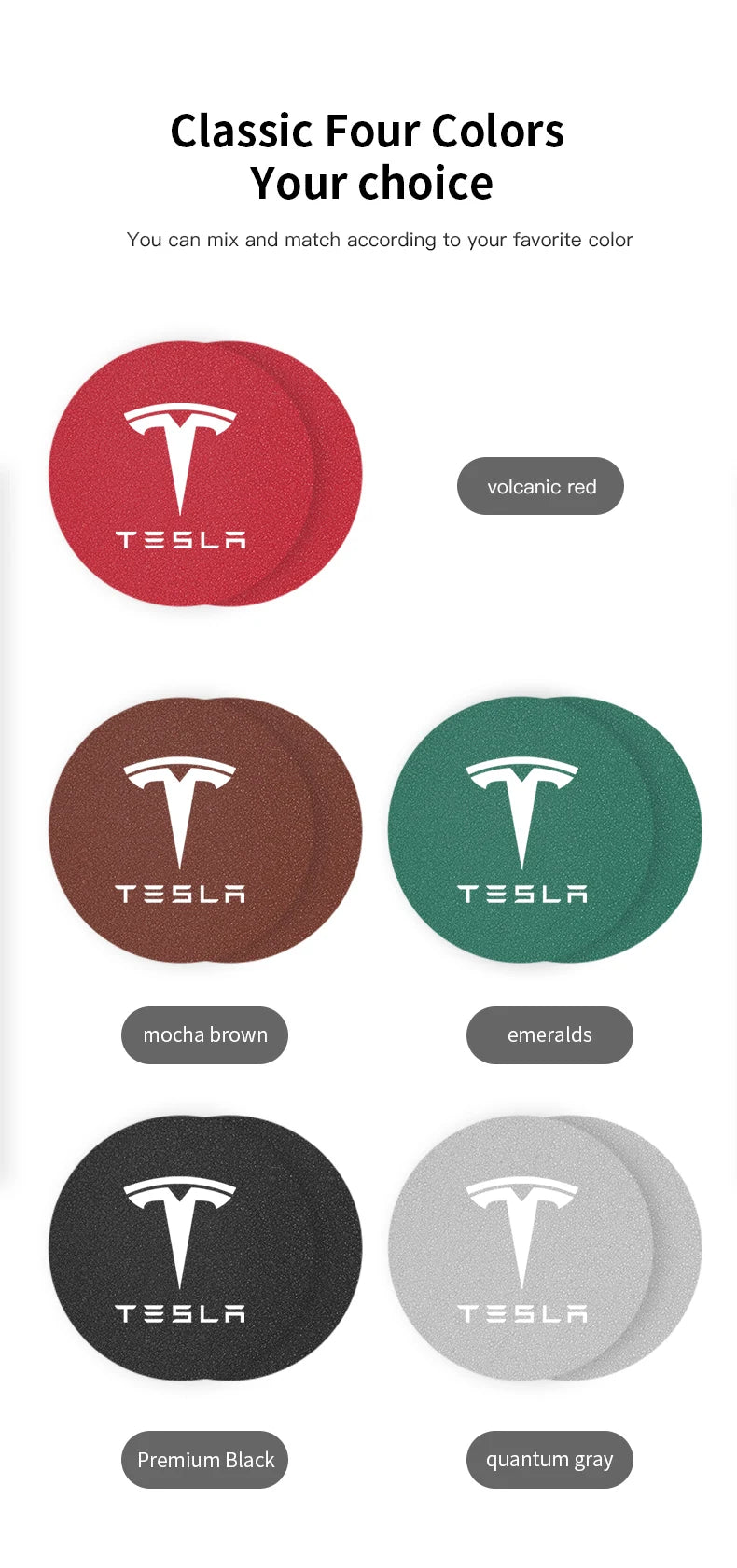2Pcs Car Coaster Suede Mat Water Cup Anti-slip Pad Auto Interior For Tesla Model 3 Highland 2023 Model S Model X Model Y