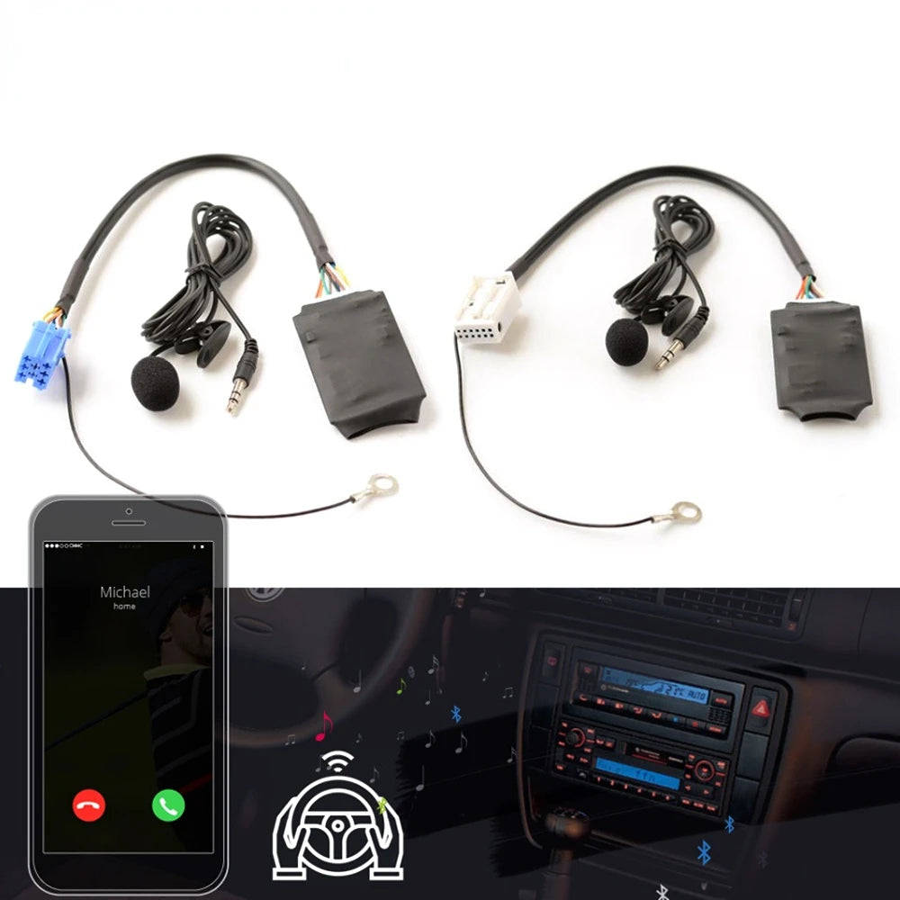 Car Bluetooth Kit AUX 12 Pin Handsfree Adapter Interface For Audi Skoda VW Seat CD Radio MP3 Audio Music Input Quadlock