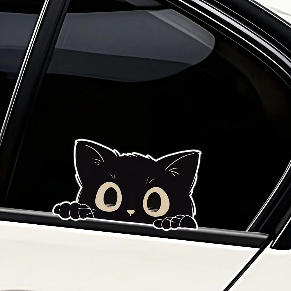 Car Sticker Accessories Poor Cat Is Stealing with Big Eyes Watch Vinyl Car Styling Cover Waterproof PVC Decals