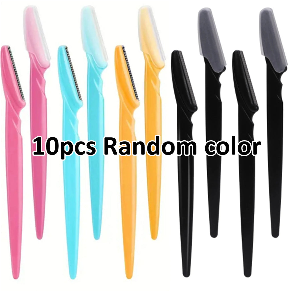 10Pcs Facial & Eyebrow Razors for Women Men, Safe Brow Shaver Hair Trimmers with Protective Covers Beauty Tools