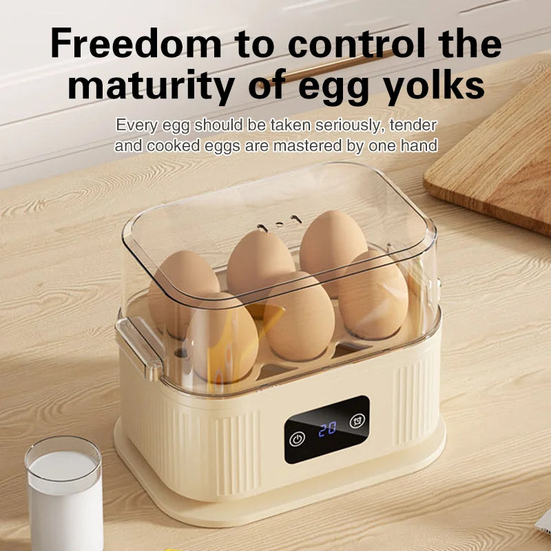 TINSOL Cuiseur à œufs électrique multifonction, appareil de petit-déjeuner de cuisine 200 W, cuiseur vapeur intelligent avec fonction minuterie