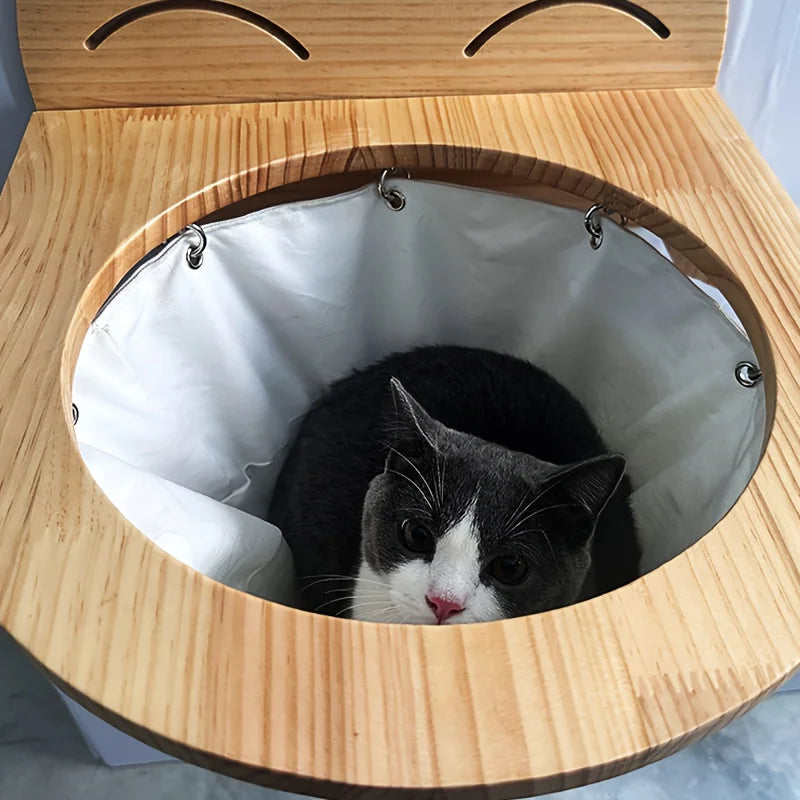 DIY Wall-mounted Cat Hammock, Wooden Cat Bed for Indoor Cats, Cat Jumping Platform Climbing Toy