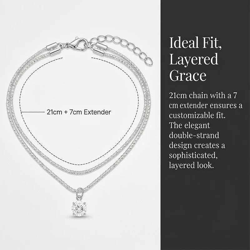 Adjustable Double Layer Cubic Zirconia Six Prong Anklet Summer Beach Waterproof Foot Jewelry Suitable For Daily Parties Banquet